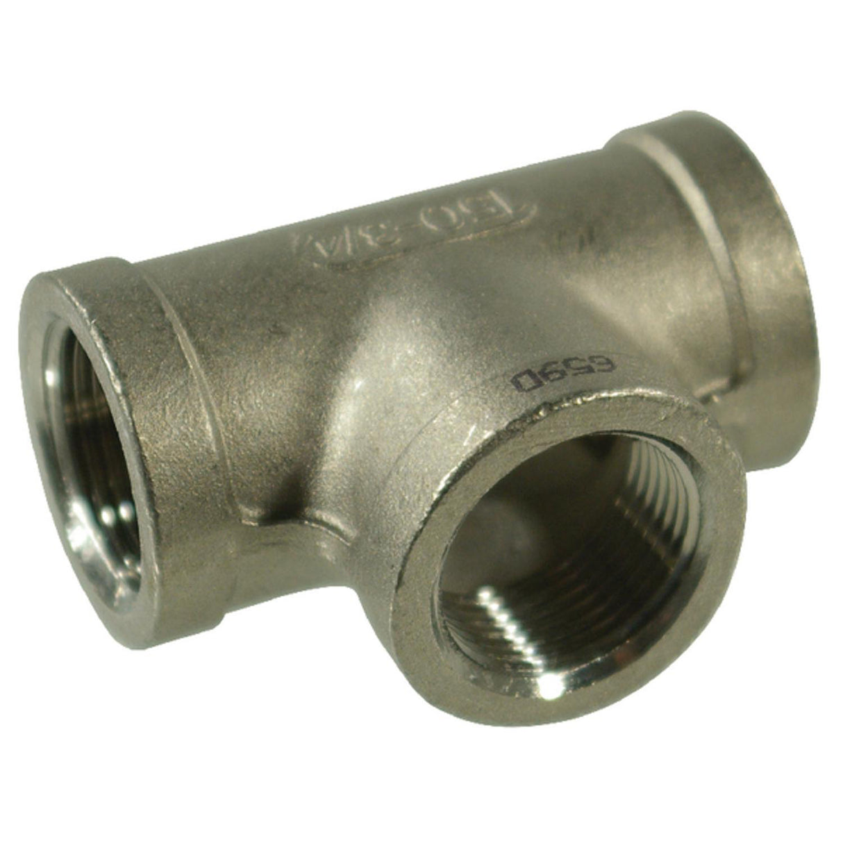 T-stuk 3x binnendraad 1/4'' - RVS