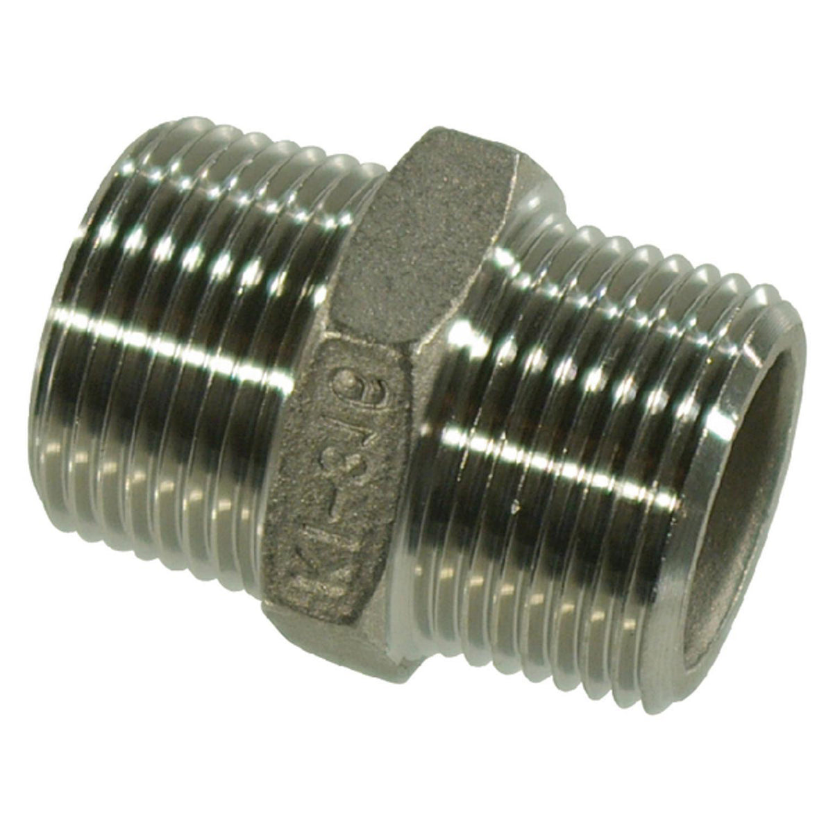 Nippel 1/4" Bu-Bu RVS