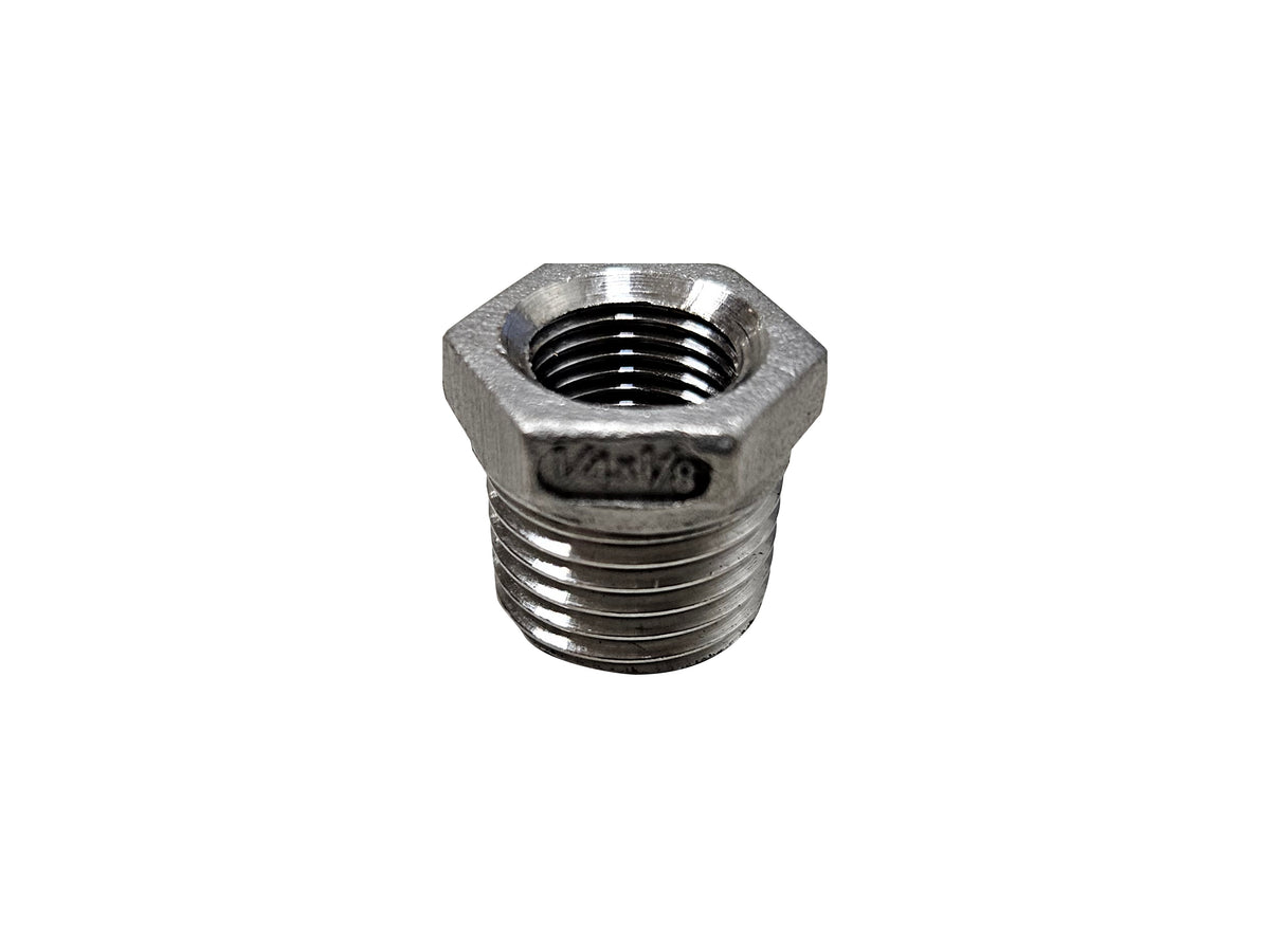 Verloopnippel 1/4" x 1/8'' RVS